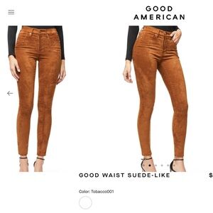 Good American Good Waist Tobacco Suede-Like Skinny Size 2